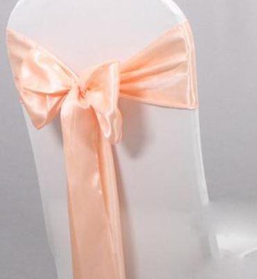 Peach Satin Sash  Sophisticated Satin Sashes For Chair Covers